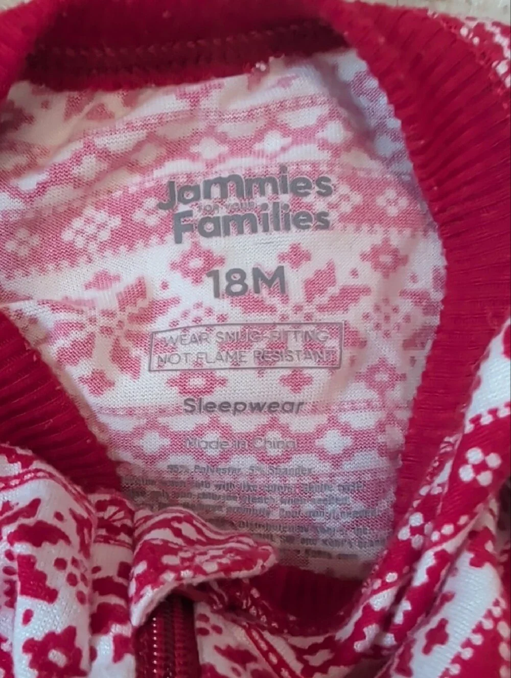 Kids Red and White Fair Isle One-Piece Pajamas